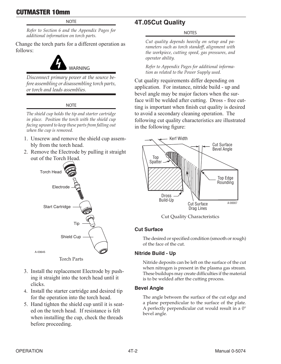 4t.05 cut quality, Cutmaster 10mm | Tweco CutMaster 10mm User Manual | Page 36 / 66