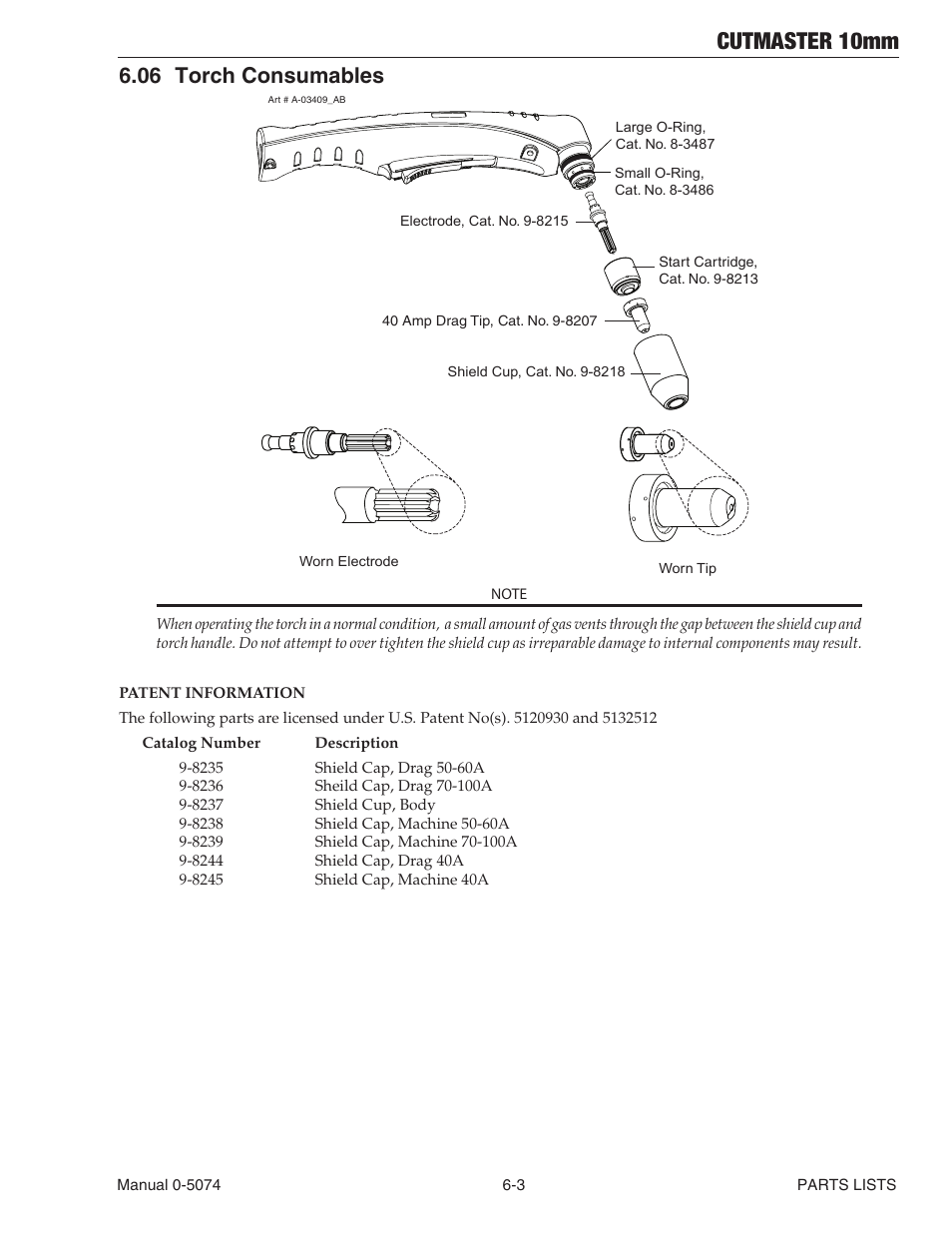 06 torch consumables, Cutmaster 10mm | Tweco CutMaster 10mm User Manual | Page 57 / 66