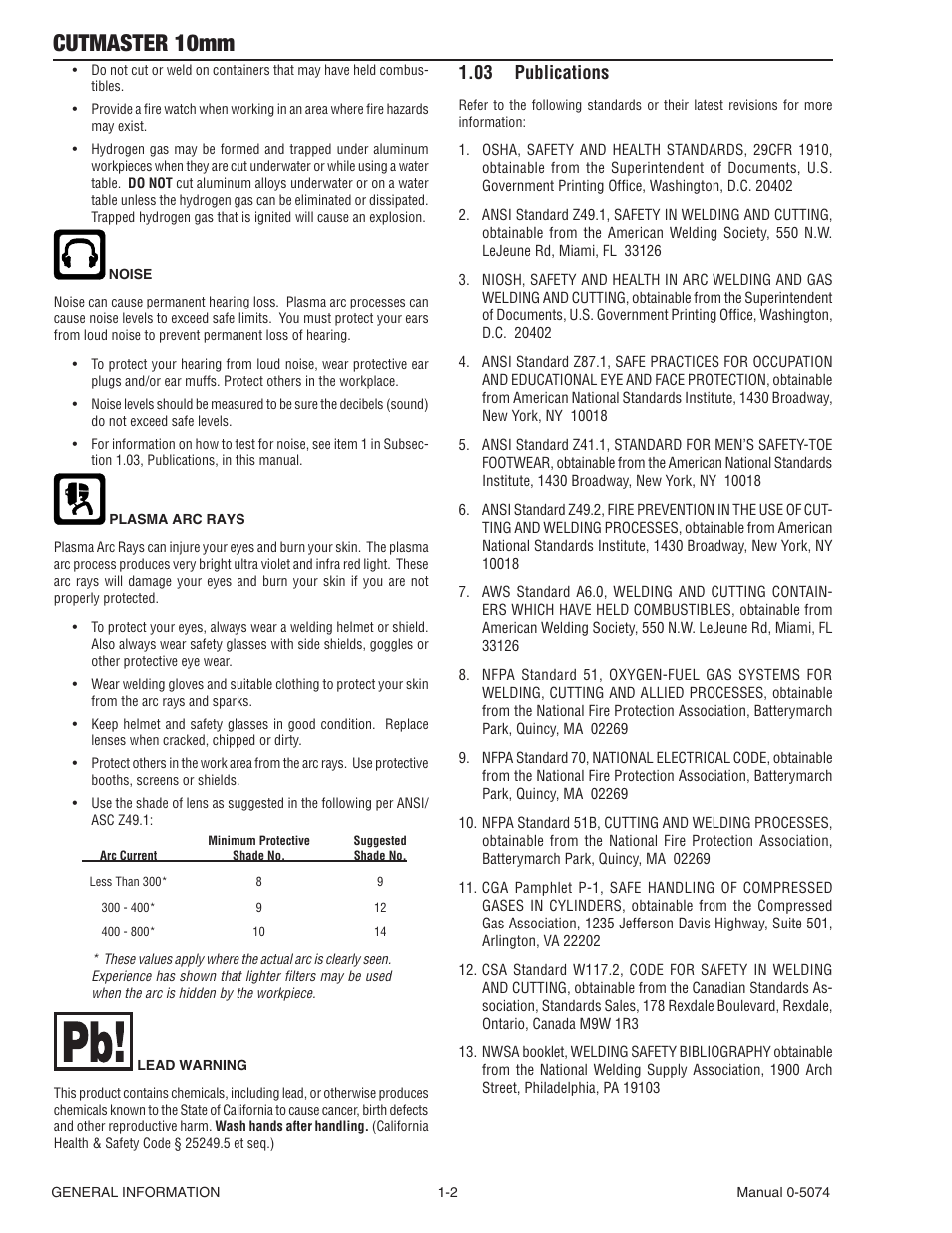 03 publications, Cutmaster 10mm | Tweco CutMaster 10mm User Manual | Page 8 / 66