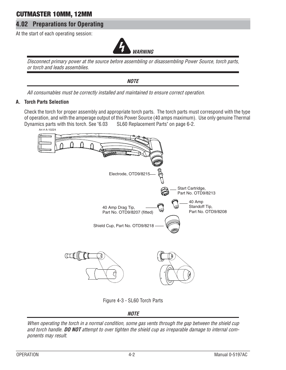 Cutmaster 10mm, 12mm, 02 preparations for operating | Tweco CutMaster 10mm-12mm User Manual | Page 24 / 44