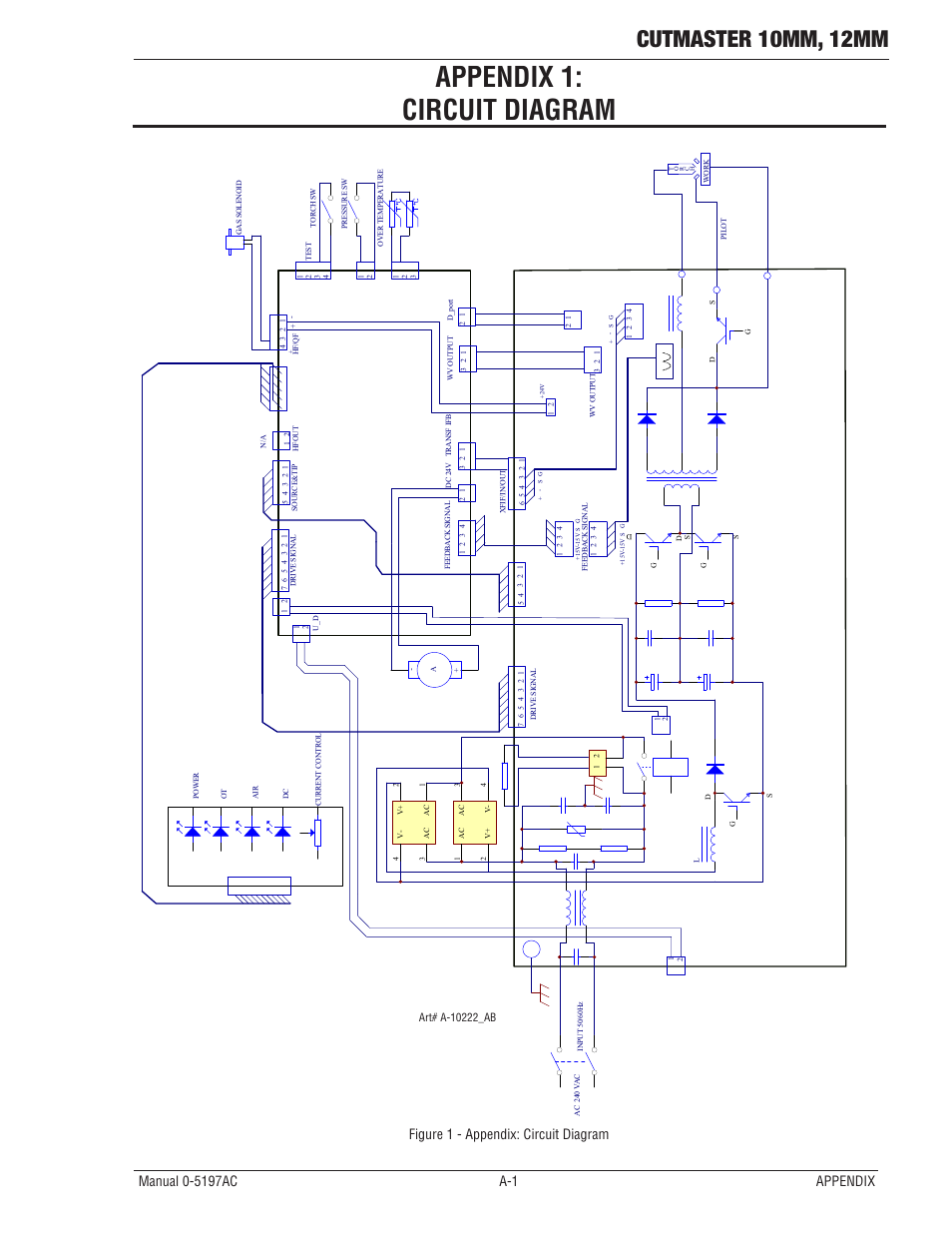 Appendix 1: circuit diagram, Cutmaster 10mm, 12mm, Figure 1 - appendix: circuit diagram | Tweco CutMaster 10mm-12mm User Manual | Page 41 / 44