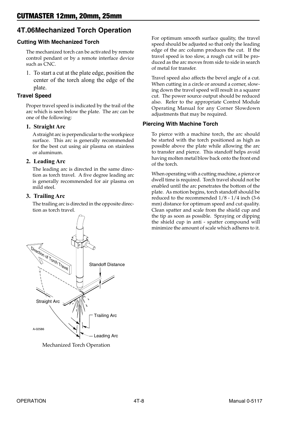 4t.06 mechanized torch operation, 4t.06 mechanized torch operation t-8 | Tweco CutMaster 12mm-20mm-25mm User Manual | Page 40 / 80