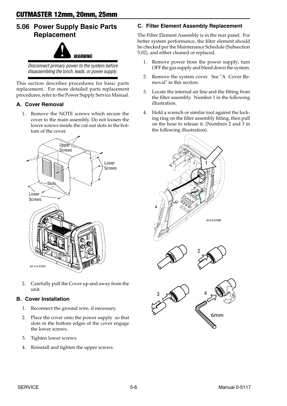 06 power supply basic parts replacement, Power supply basic parts replacement -6 | Tweco CutMaster 12mm-20mm-25mm User Manual | Page 56 / 80