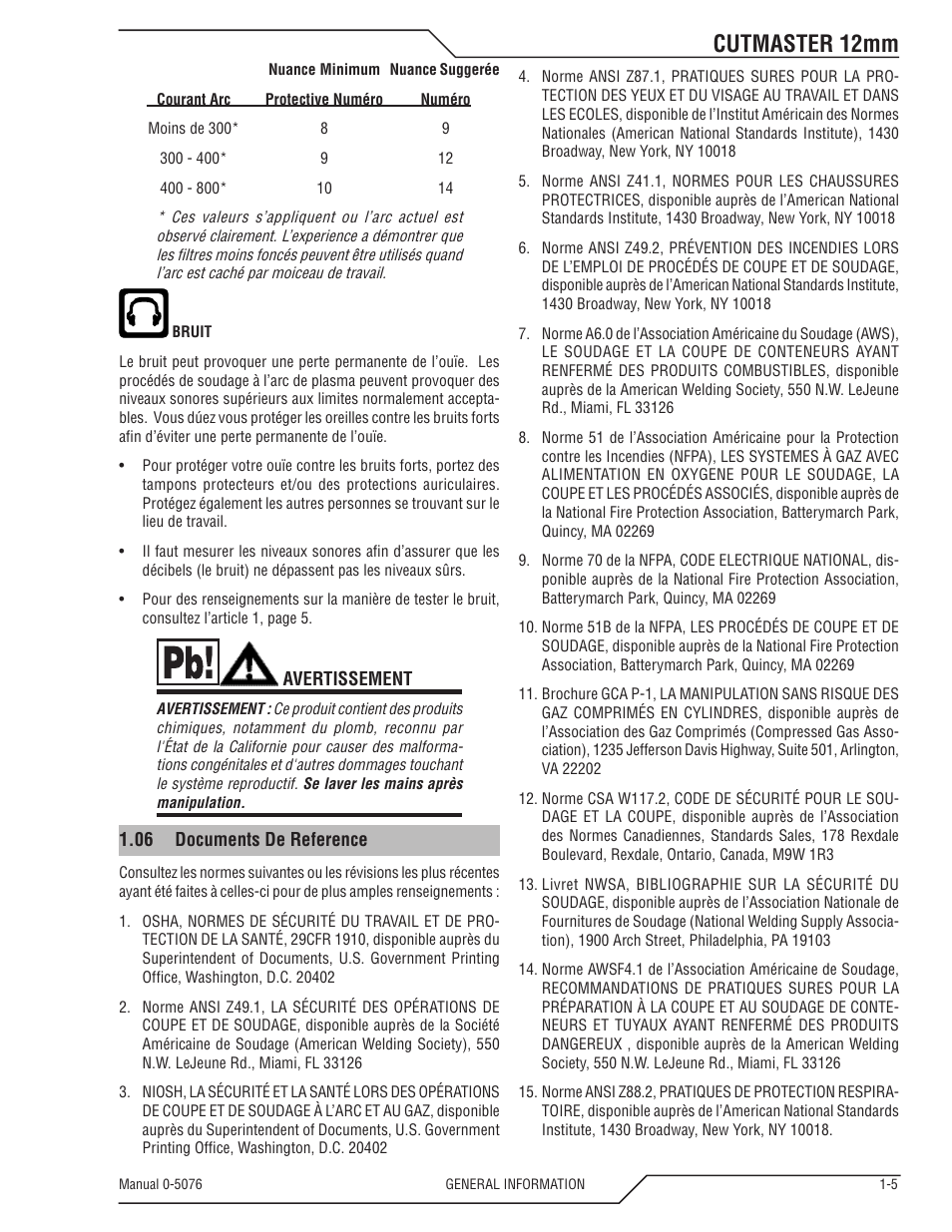 Cutmaster 12mm | Tweco CutMaster 12mm User Manual | Page 11 / 76