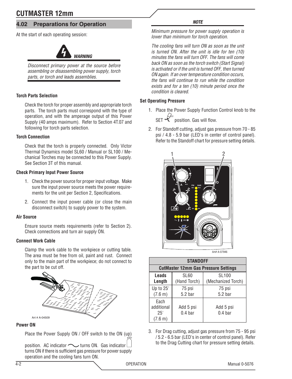 Cutmaster 12mm, 02 preparations for operation | Tweco CutMaster 12mm User Manual | Page 30 / 76