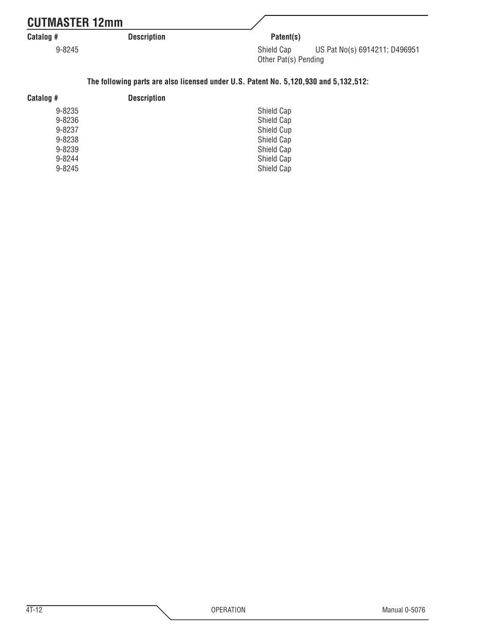 Cutmaster 12mm | Tweco CutMaster 12mm User Manual | Page 44 / 76