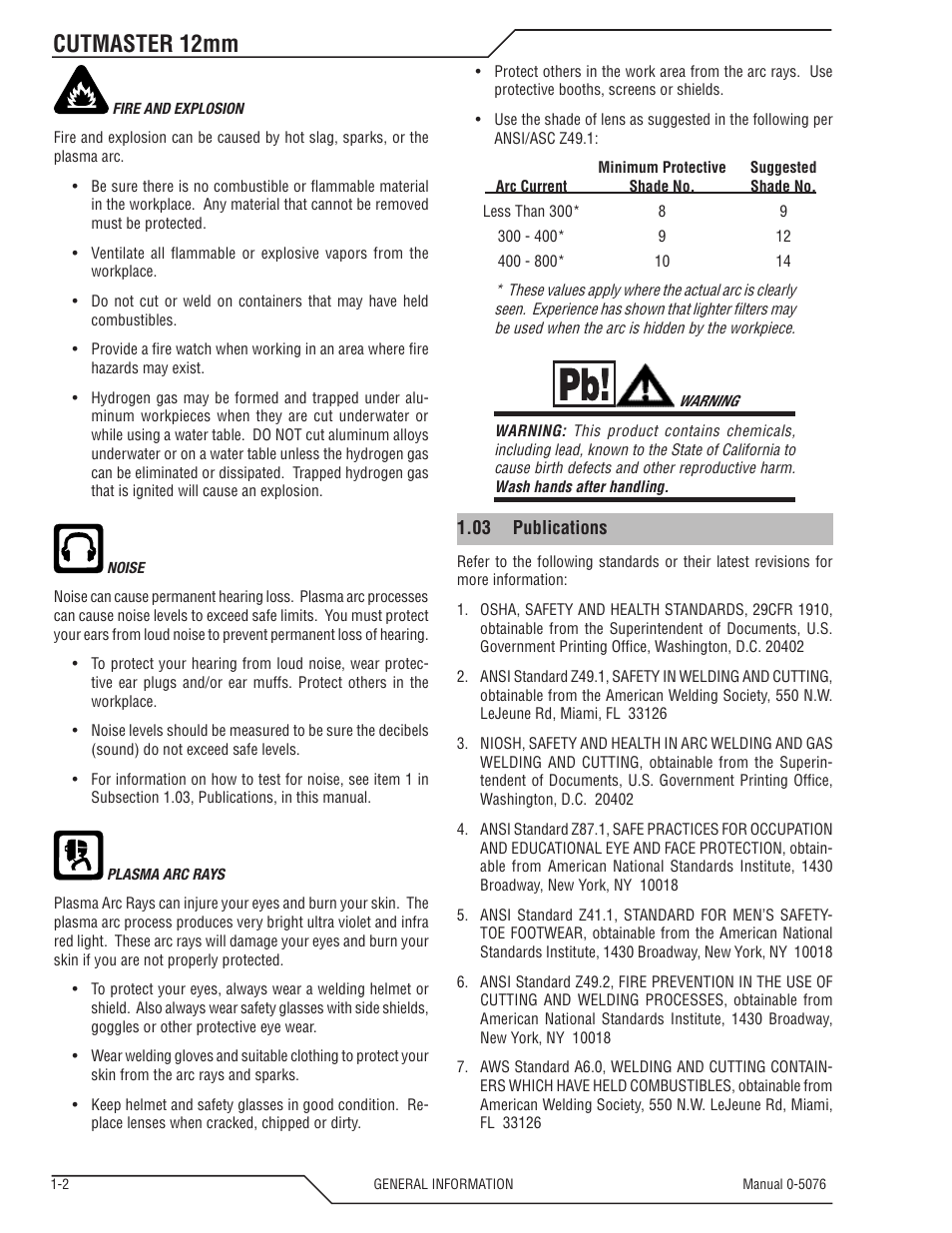 Cutmaster 12mm | Tweco CutMaster 12mm User Manual | Page 8 / 76
