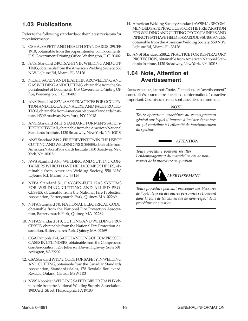 03 publications, 04 note, attention et avertissement | Tweco 151 with SL100SV User Manual | Page 11 / 172