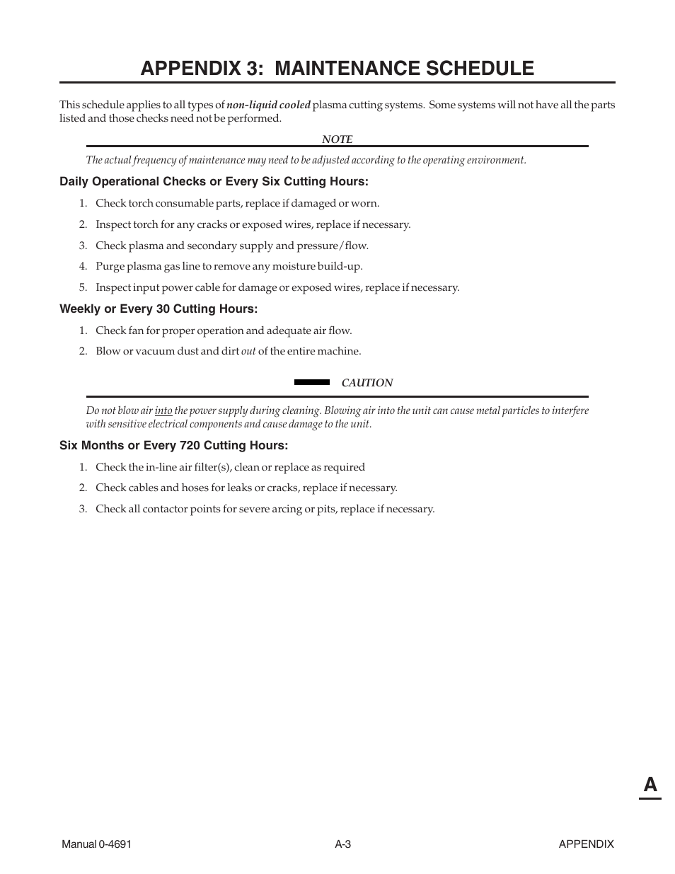 Appendix 3: maintenance schedule, Aappendix 3: maintenance schedule | Tweco 151 with SL100SV User Manual | Page 133 / 172