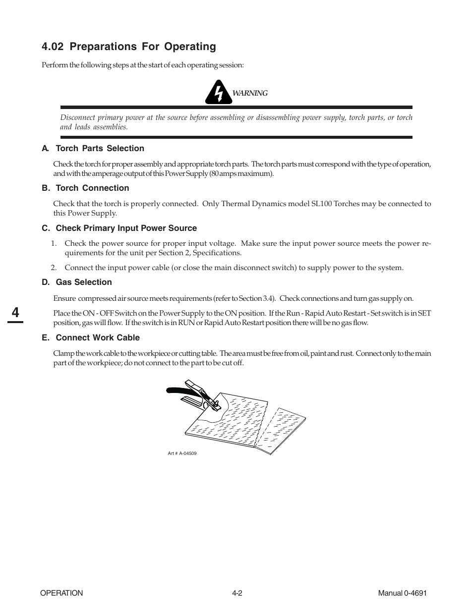 02 preparations for operating | Tweco 151 with SL100SV User Manual | Page 40 / 172