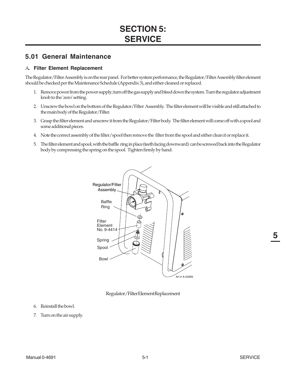 Section 5: service, 01 general maintenance | Tweco 151 with SL100SV User Manual | Page 69 / 172