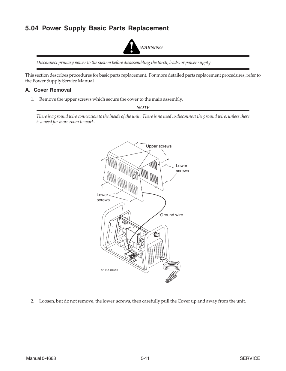 04 power supply basic parts replacement, 04 power supply basic parts replacement -11 | Tweco 151 CutMaster User Manual | Page 41 / 60