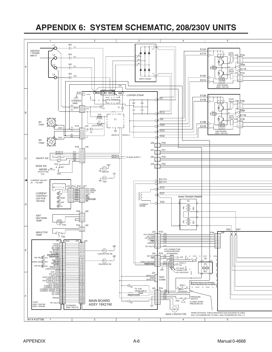 Appendix 6: system schematic, 208/230v units | Tweco 151 CutMaster User Manual | Page 52 / 60