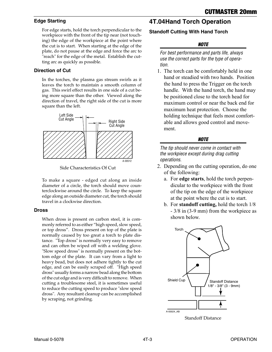 4t.04 hand torch operation, 4t.04 hand torch operation t-3, Cutmaster 20mm | Tweco 20mm Cutmaster User Manual | Page 35 / 80