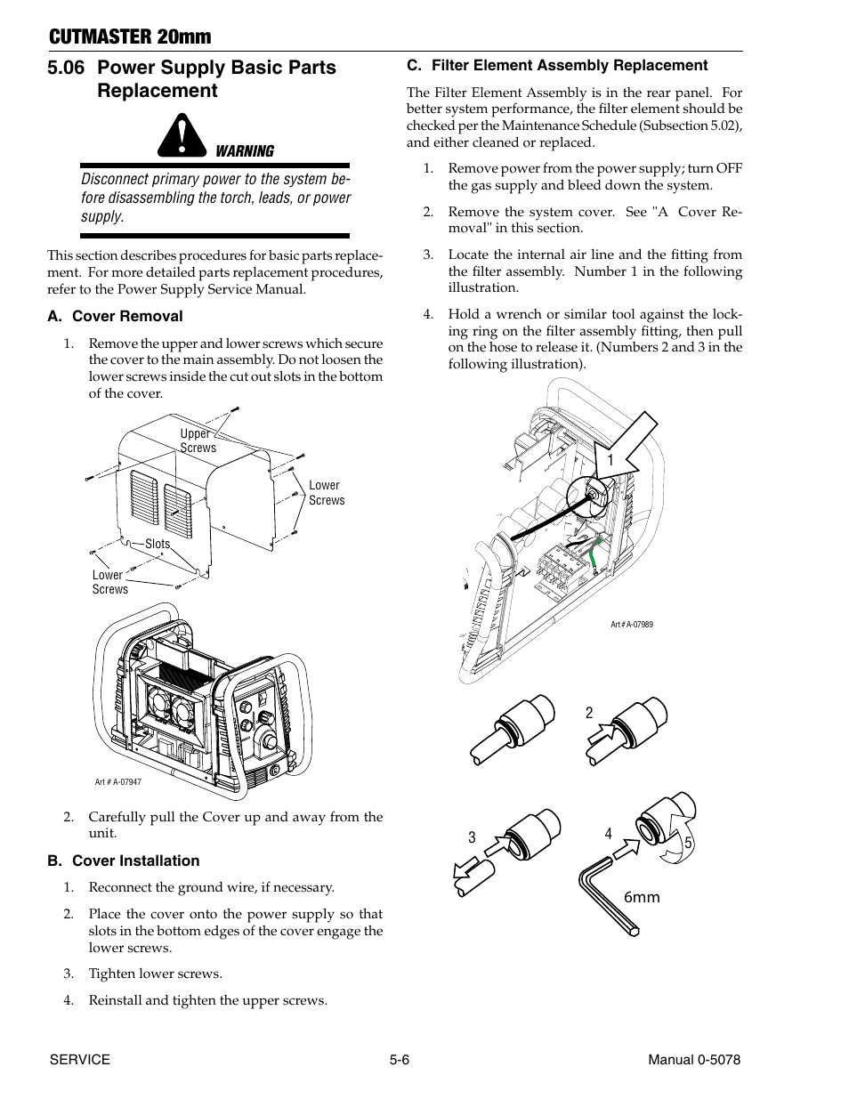 06 power supply basic parts replacement, Power supply basic parts replacement -6, Cutmaster 20mm | Tweco 20mm Cutmaster User Manual | Page 56 / 80