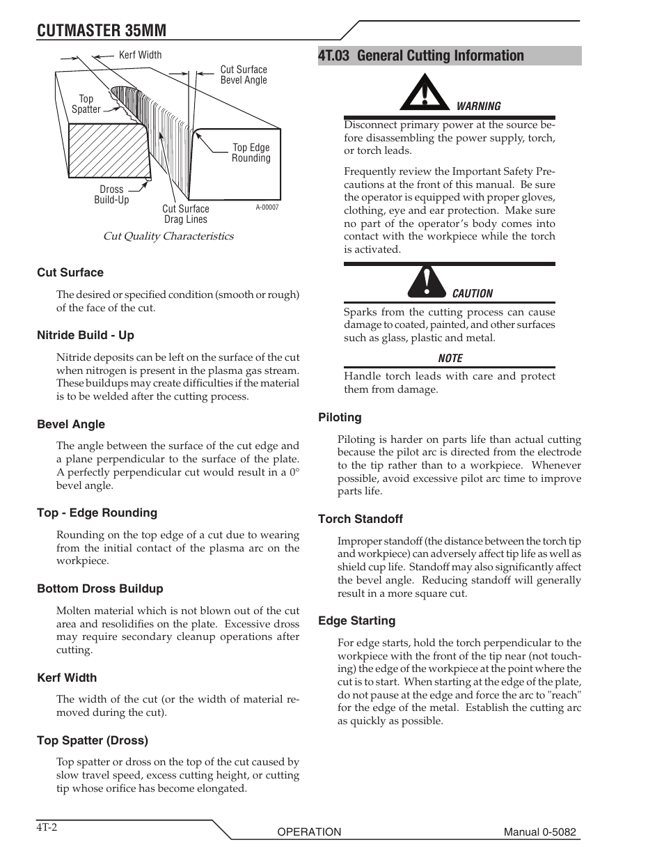 Cutmaster 35mm, 4t.03 general cutting information | Tweco CutMaster 35mm User Manual | Page 36 / 84