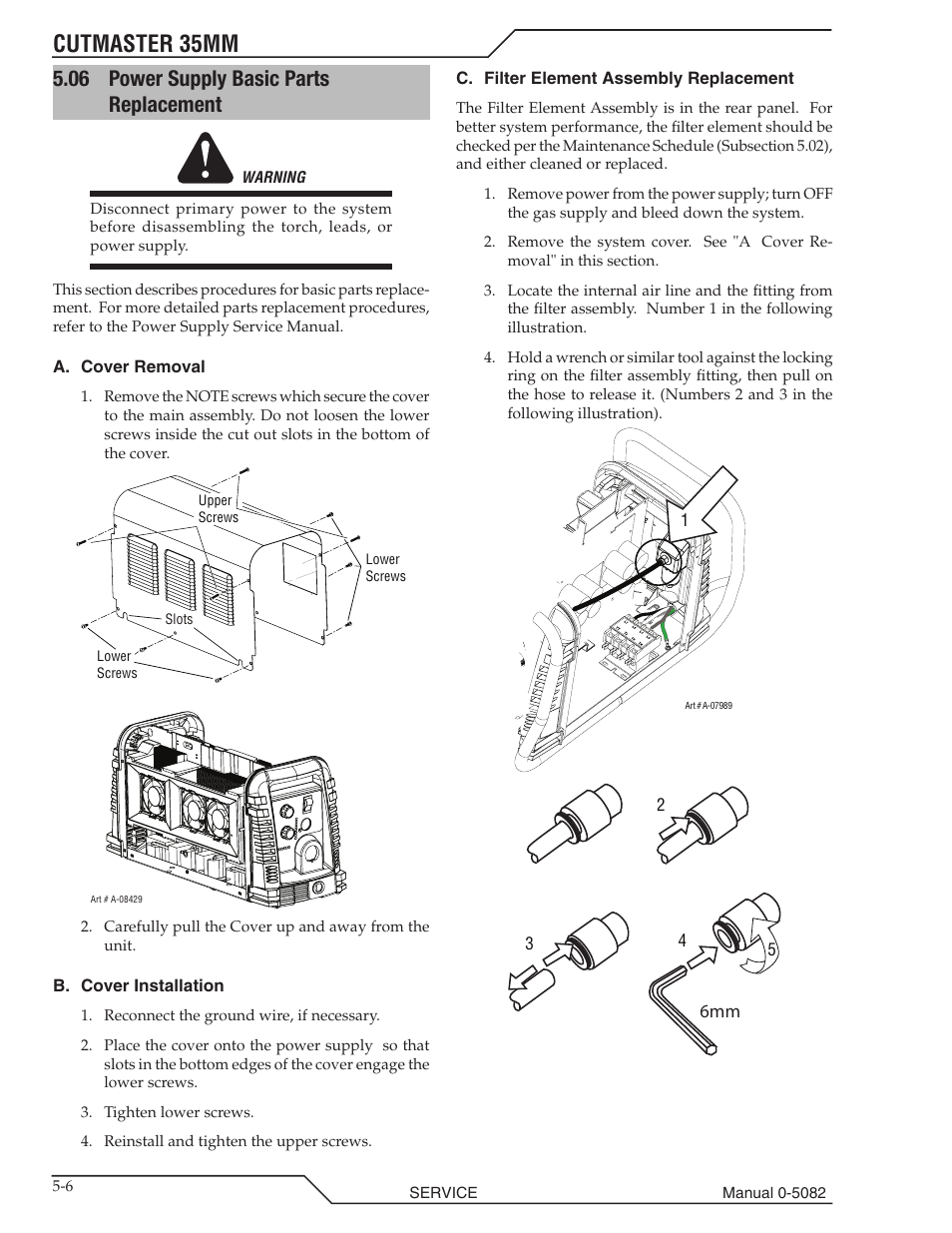 Cutmaster 35mm, 06 power supply basic parts replacement | Tweco CutMaster 35mm User Manual | Page 62 / 84