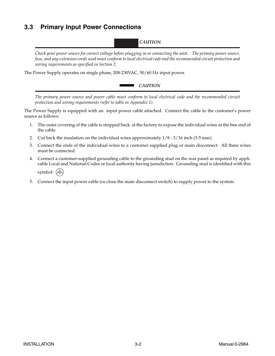 3 primary input power connections, 3 primary input power connections -2 | Tweco 38 CutMaster User Manual | Page 20 / 54