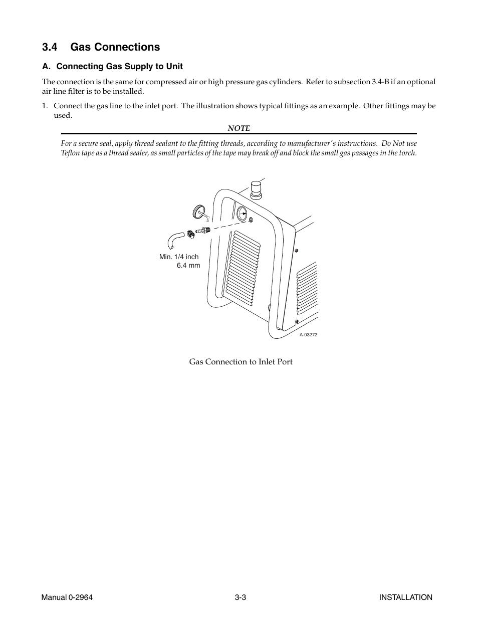 4 gas connections, 4 gas connections -3 | Tweco 38 CutMaster User Manual | Page 21 / 54