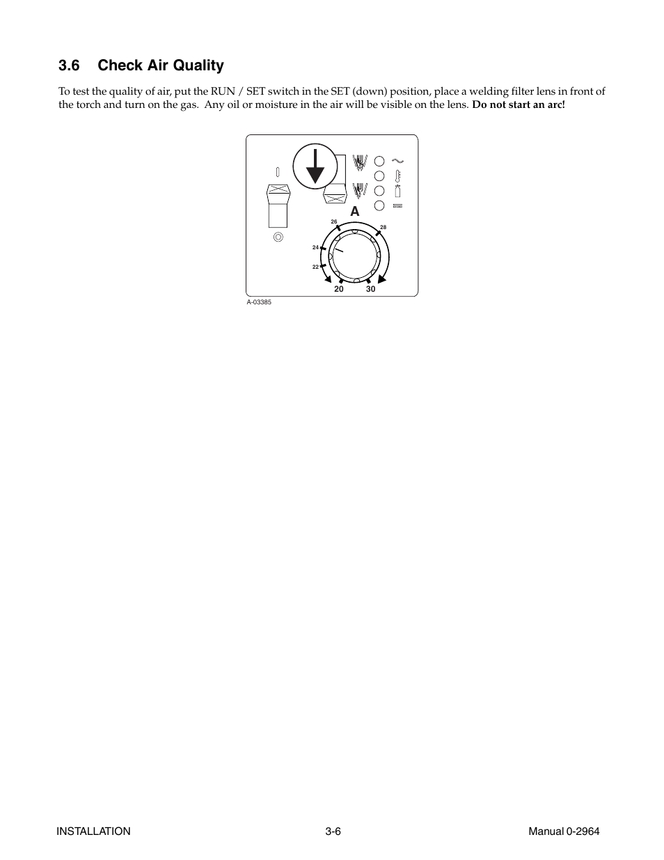 6 check air quality, 6 check air quality -6 | Tweco 38 CutMaster User Manual | Page 24 / 54