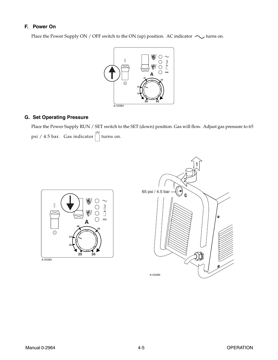 F. power on, G. set operating pressure | Tweco 38 CutMaster User Manual | Page 29 / 54