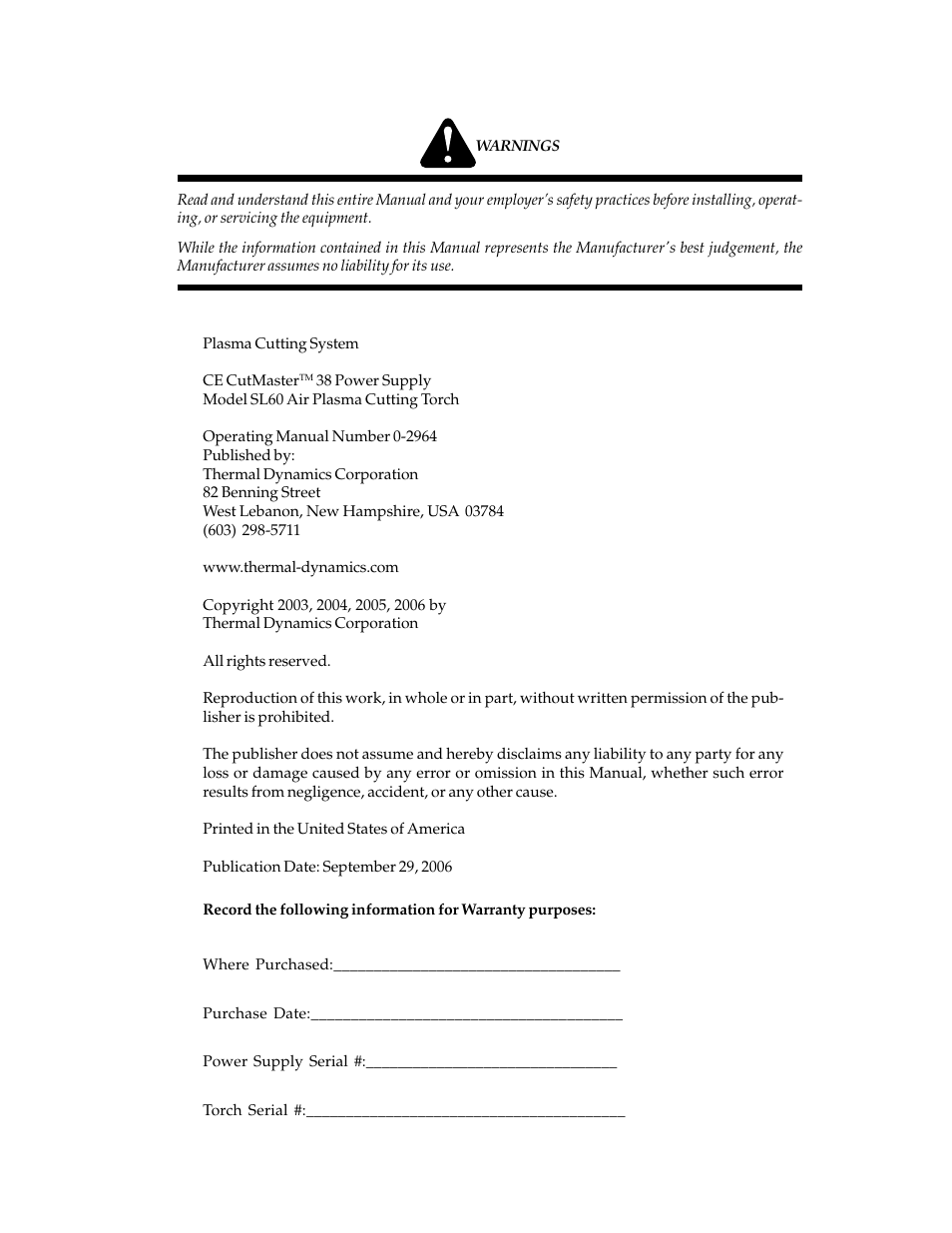 Tweco 38 CutMaster User Manual | Page 3 / 54