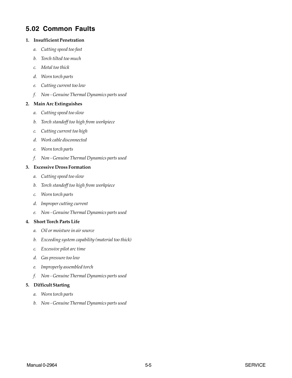 02 common faults, 02 common faults -5 | Tweco 38 CutMaster User Manual | Page 37 / 54