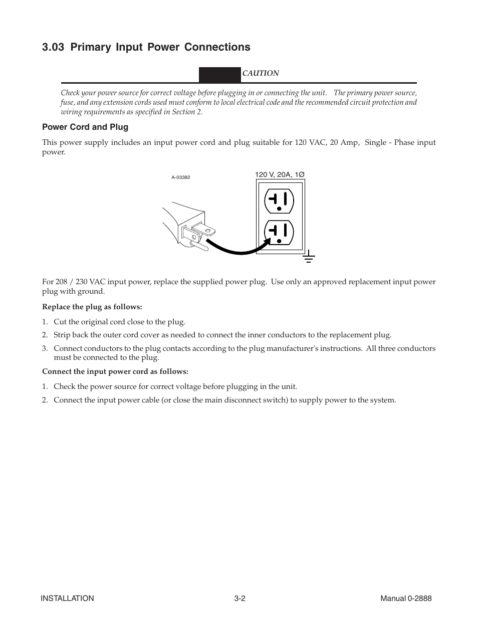 03 primary input power connections, 03 primary input power connections -2 | Tweco 38 CutMaster User Manual | Page 16 / 51