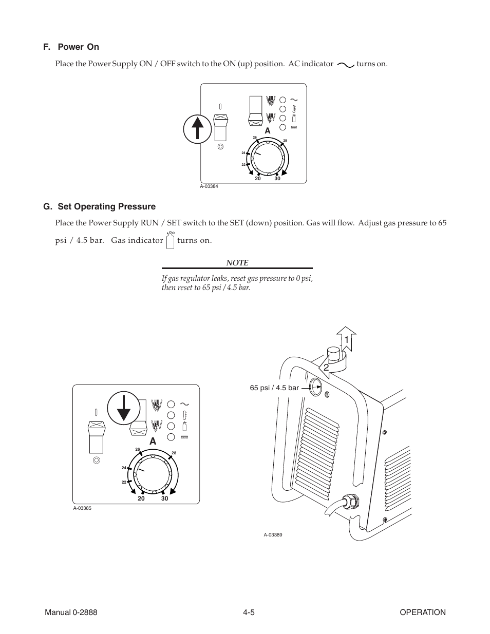 F. power on, G. set operating pressure | Tweco 38 CutMaster User Manual | Page 25 / 51