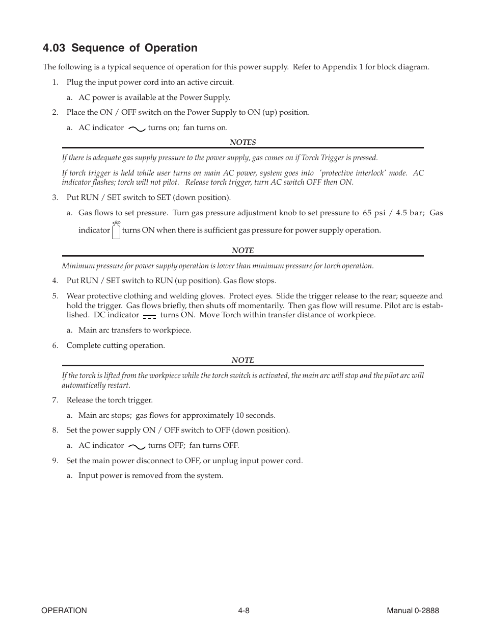 03 sequence of operation, 03 sequence of operation -8 | Tweco 38 CutMaster User Manual | Page 28 / 51