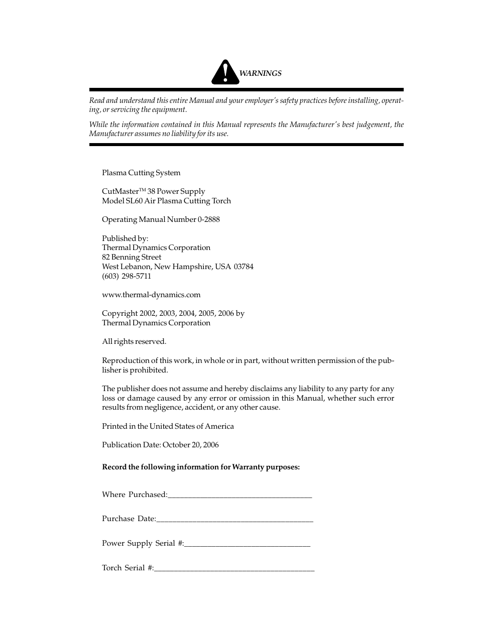 Tweco 38 CutMaster User Manual | Page 3 / 51
