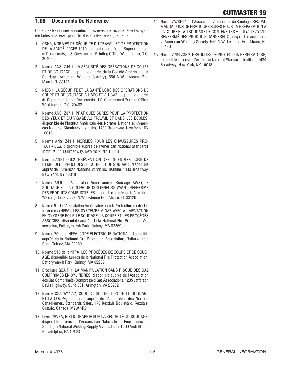 06 documents de reference, Documents de reference -5, Cutmaster 39 | Tweco 39 CutMaster User Manual | Page 11 / 68
