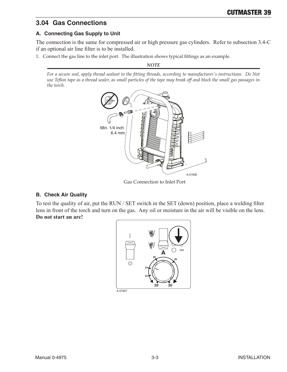 04 gas connections, Gas connections -3, Cutmaster 39 | Tweco 39 CutMaster User Manual | Page 25 / 68