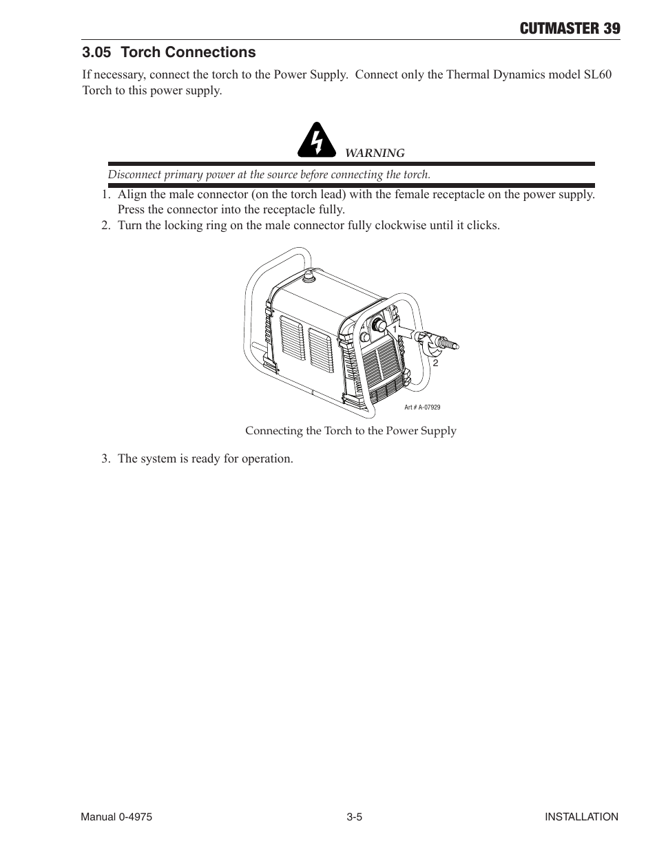 05 torch connections, Torch connections -5, Cutmaster 39 | Tweco 39 CutMaster User Manual | Page 27 / 68