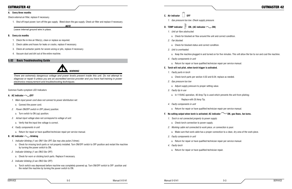 02 basic troubleshooting guide, Cutmaster 42 | Tweco 42 CutMaster Operating Manual User Manual | Page 24 / 35