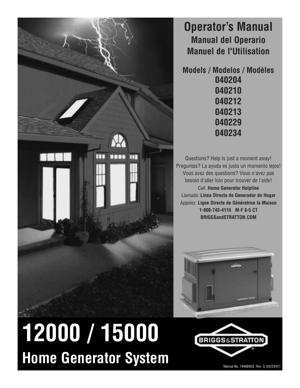 Briggs & Stratton 040204  EU User Manual | 56 pages