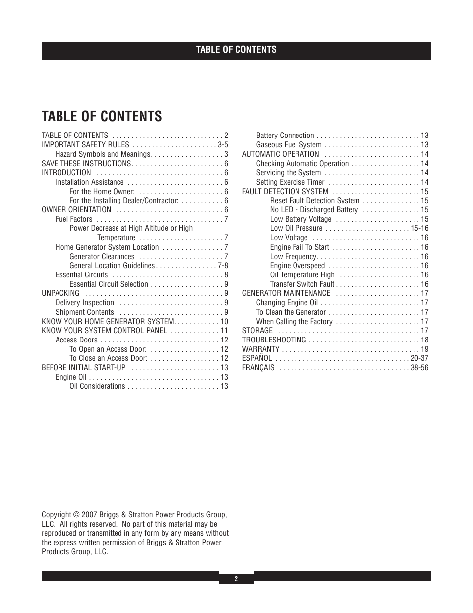 Briggs & Stratton 040204  EU User Manual | Page 2 / 56