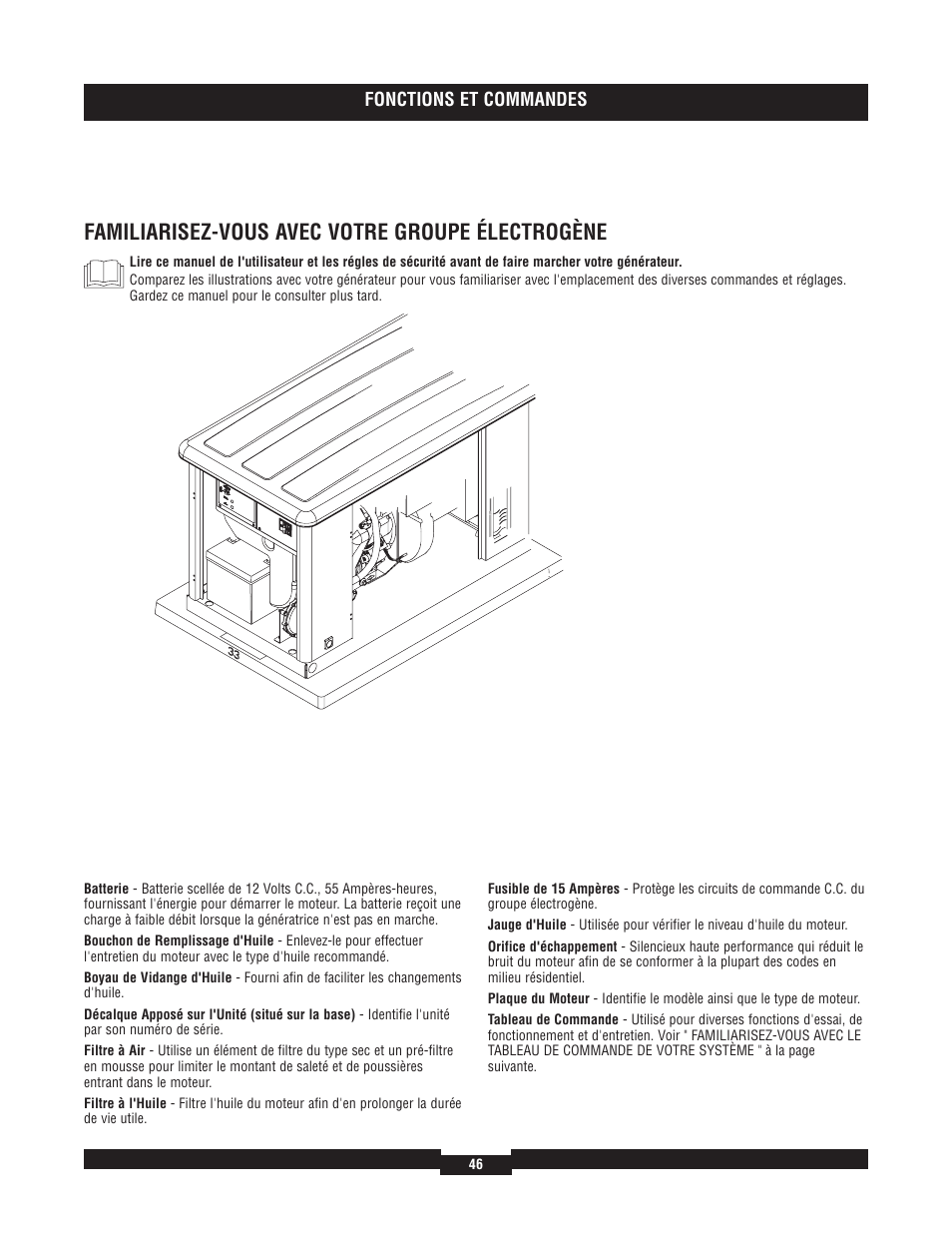 Familiarisez-vous avec votre groupe électrogène | Briggs & Stratton 040204  EU User Manual | Page 46 / 56
