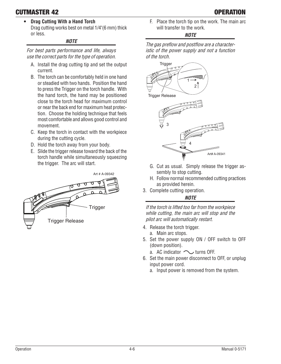 Cutmaster 42 operation | Tweco 42 CutMaster Service Manual User Manual | Page 32 / 78