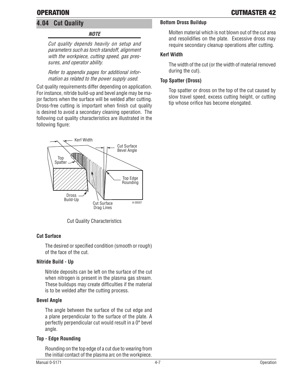 04 cut quality, Operation cutmaster 42 | Tweco 42 CutMaster Service Manual User Manual | Page 33 / 78
