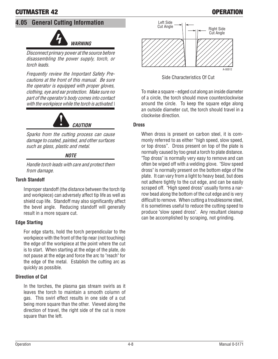 05 general cutting information, Cutmaster 42 operation | Tweco 42 CutMaster Service Manual User Manual | Page 34 / 78