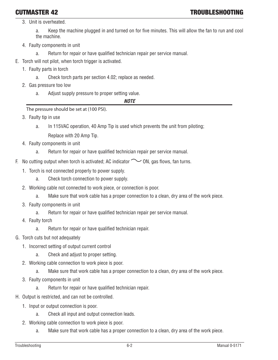 Cutmaster 42 troubleshooting | Tweco 42 CutMaster Service Manual User Manual | Page 38 / 78