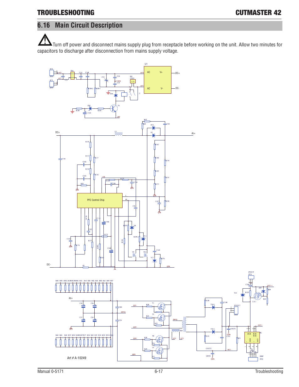 16 main circuit description, Troubleshooting cutmaster 42 | Tweco 42 CutMaster Service Manual User Manual | Page 53 / 78