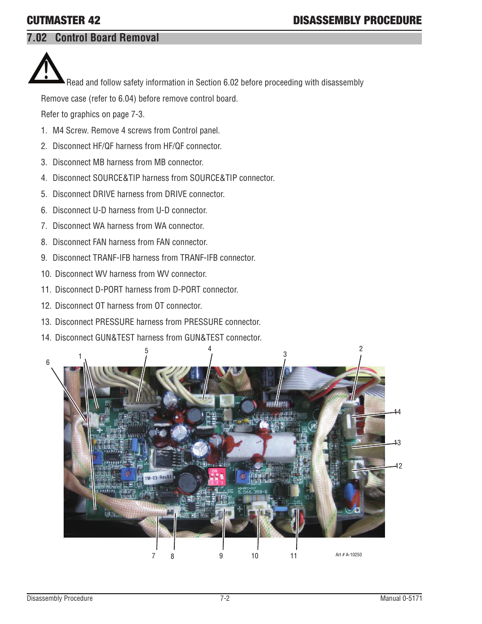 02 control board removal, Cutmaster 42 disassembly procedure | Tweco 42 CutMaster Service Manual User Manual | Page 58 / 78