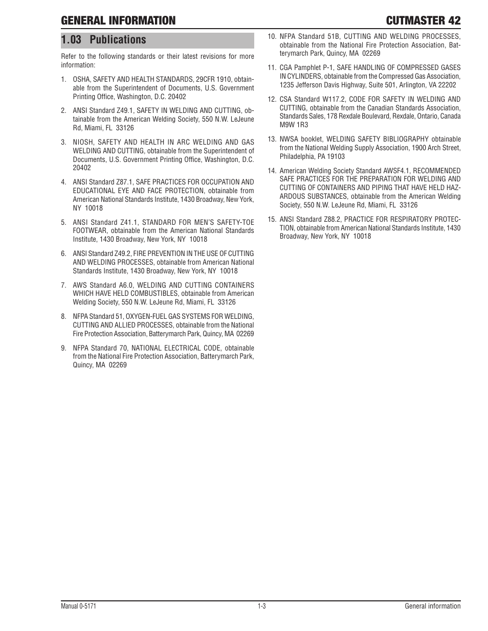 03 publications, General information, Cutmaster 42 | Tweco 42 CutMaster Service Manual User Manual | Page 9 / 78