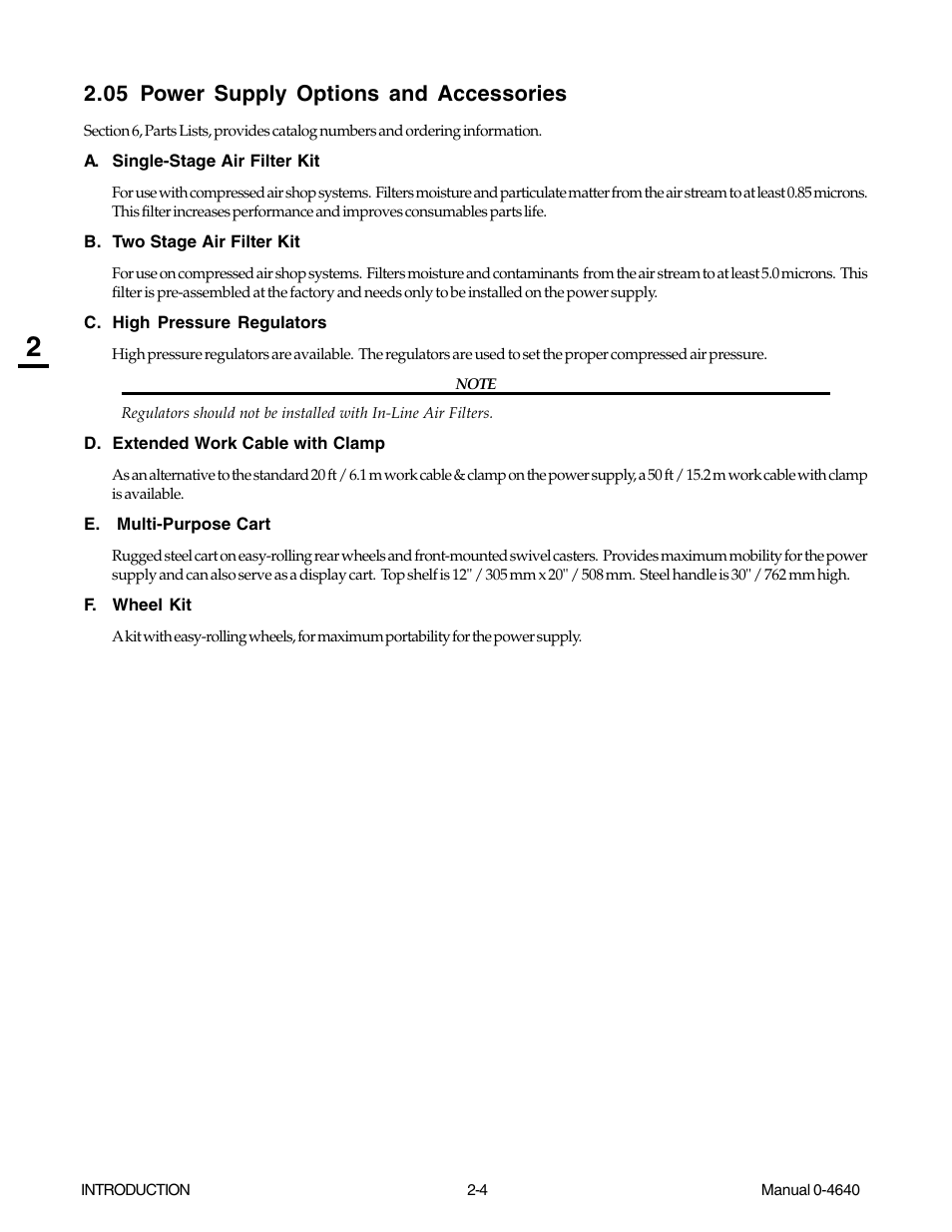 05 power supply options and accessories, 05 power supply options and accessories -4 | Tweco 51 with SL100SV CutMaster User Manual | Page 20 / 172