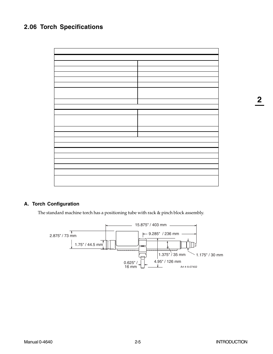 06 torch specifications, 06 torch specifications -5 | Tweco 51 with SL100SV CutMaster User Manual | Page 21 / 172