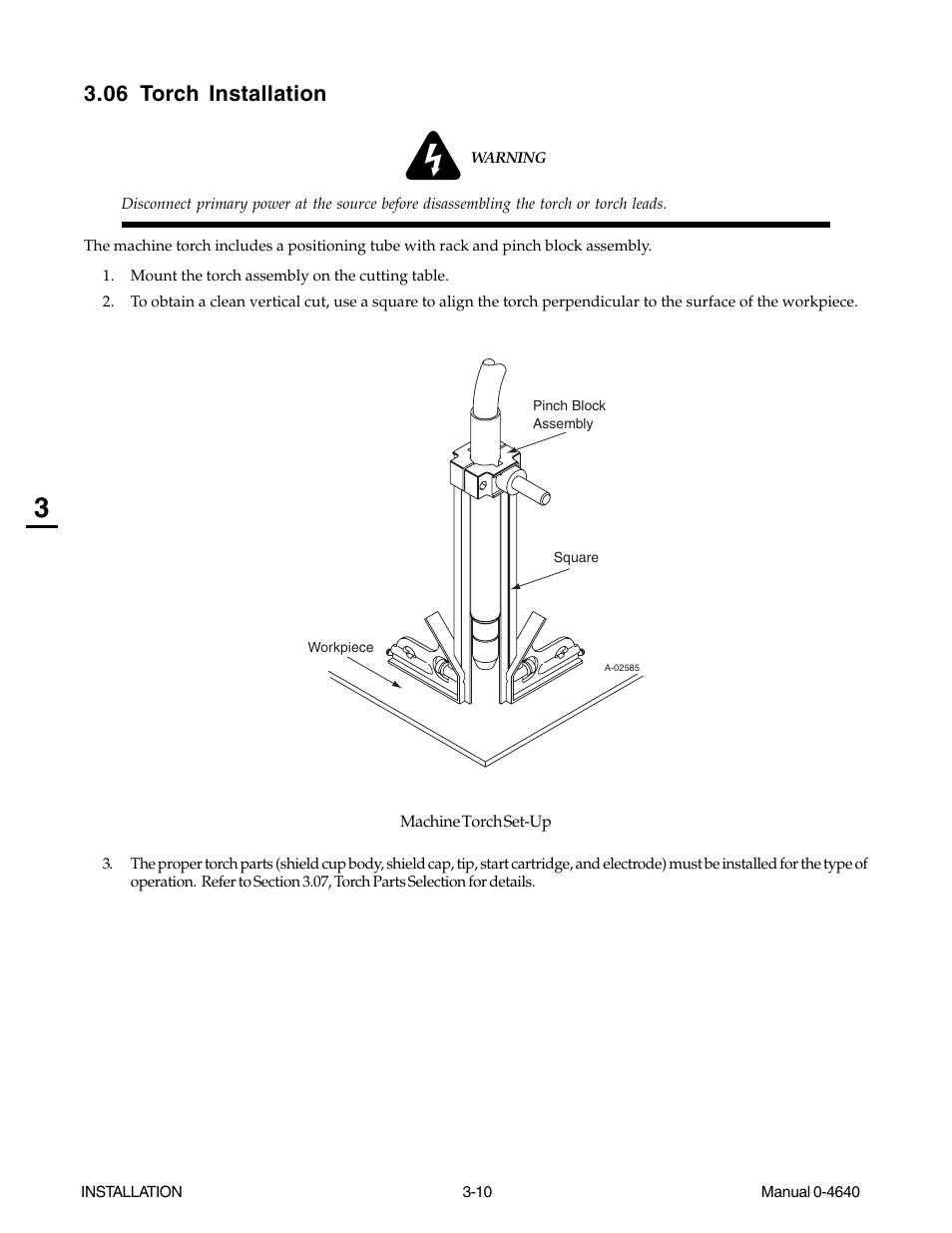 06 torch installation, 06 torch installation -10 | Tweco 51 with SL100SV CutMaster User Manual | Page 34 / 172