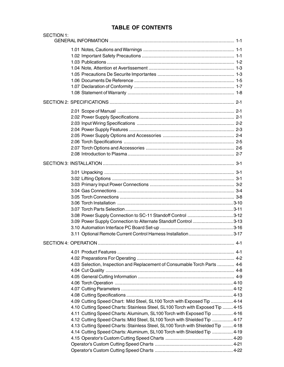 Tweco 51 with SL100SV CutMaster User Manual | Page 4 / 172