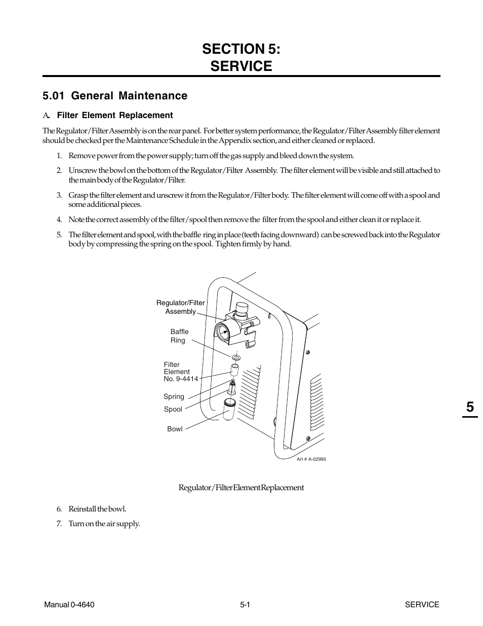 Section 5: service, 01 general maintenance, Section 5 | Service -1, 01 general maintenance -1 | Tweco 51 with SL100SV CutMaster User Manual | Page 65 / 172